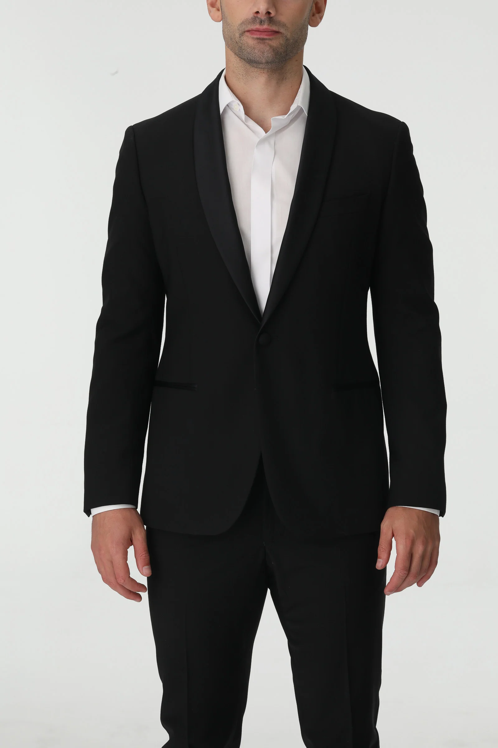 Black Slim Fit 2-Piece Tuxedo Suit - Image 4
