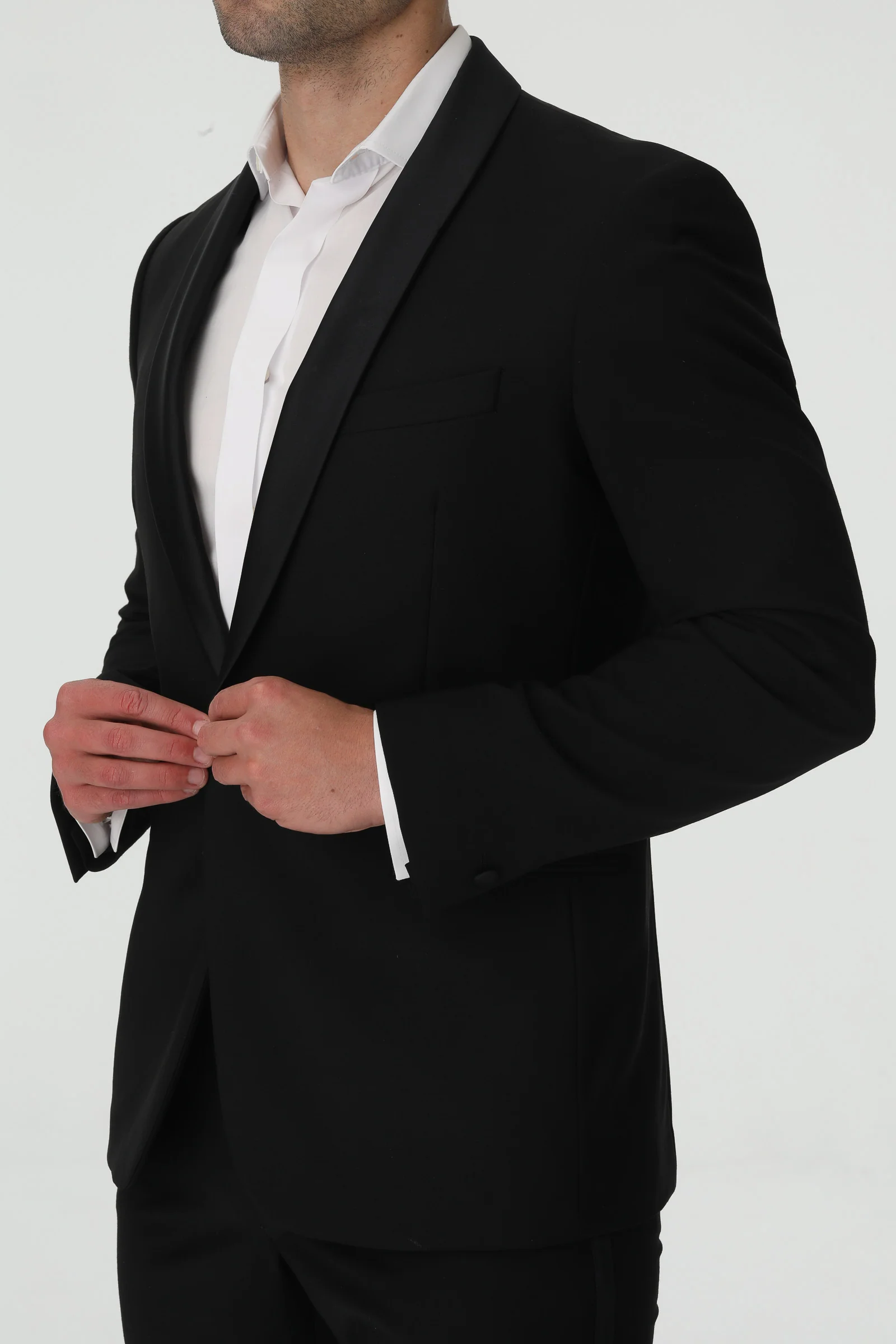 Black Slim Fit 2-Piece Tuxedo Suit - Image 6