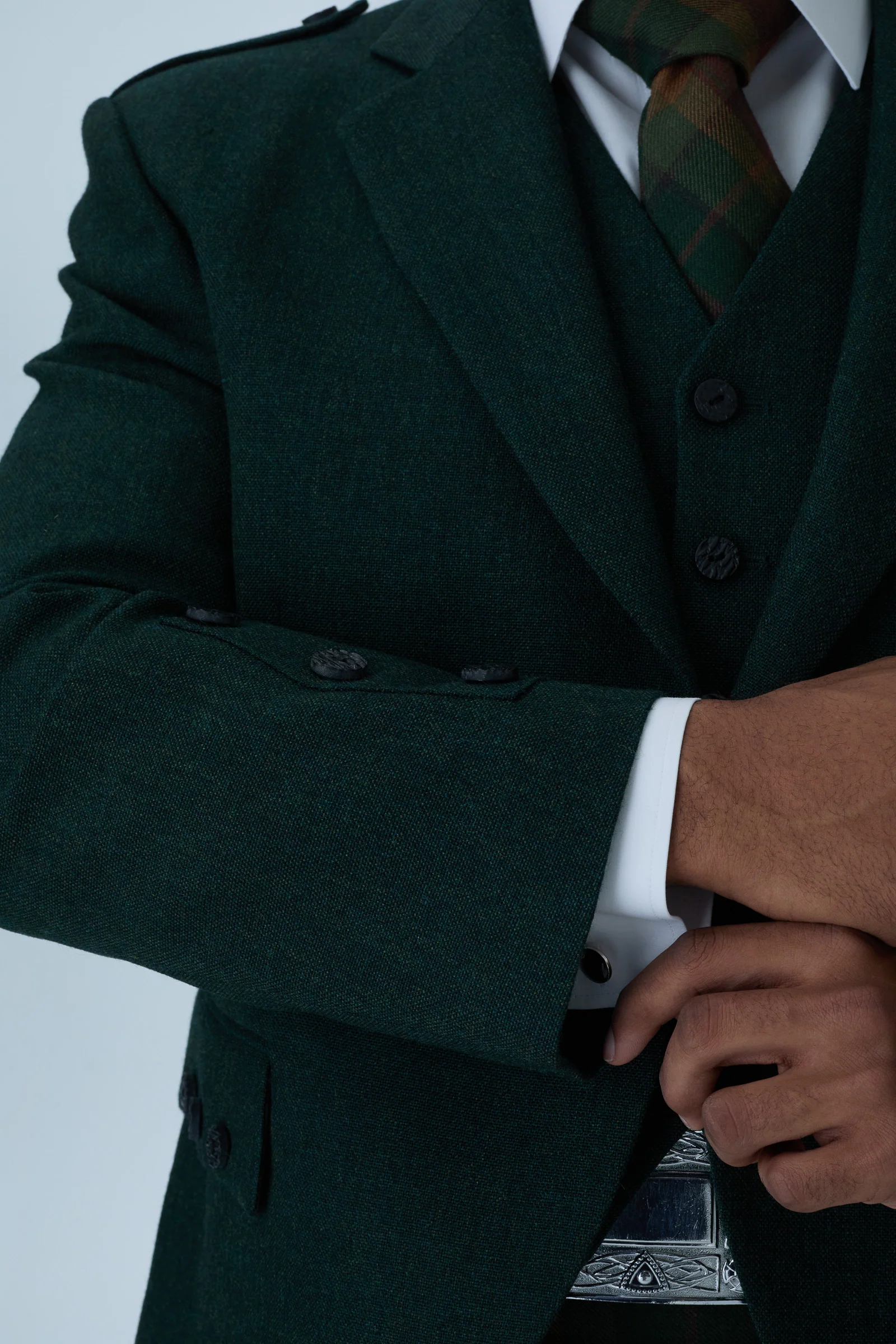 Green Tweed Jacket & Copper Haze Kilt Hire Package - Image 4