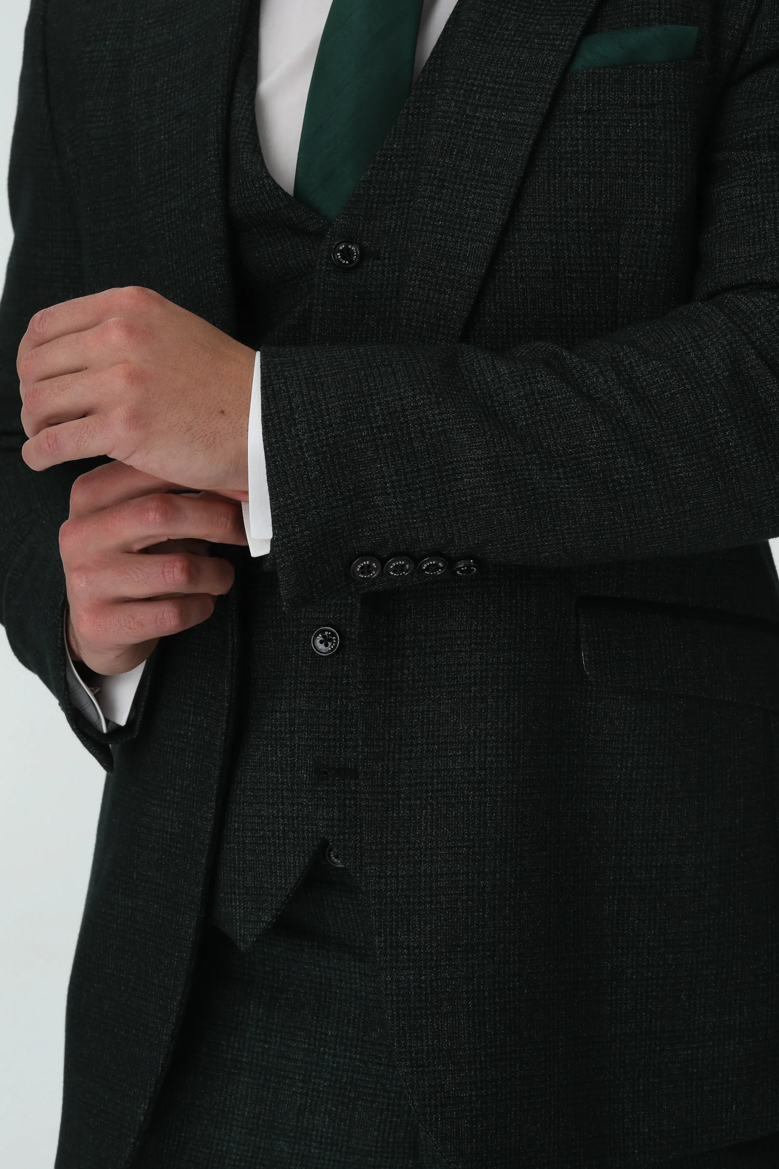 Dark Green Cavani Slim Fit 3-Piece Suit with Waistcoat - Image 5