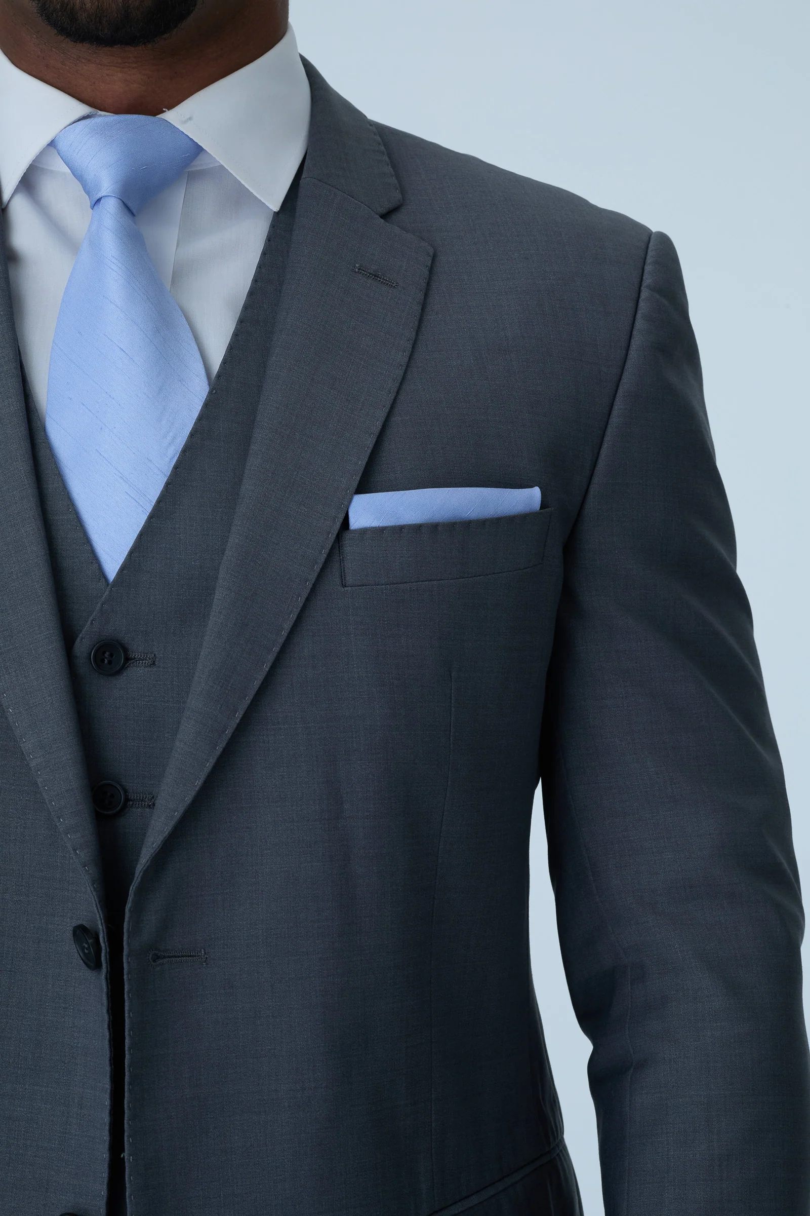 Grey Slim Fit 3-Piece Suit with Waistcoat - Image 4