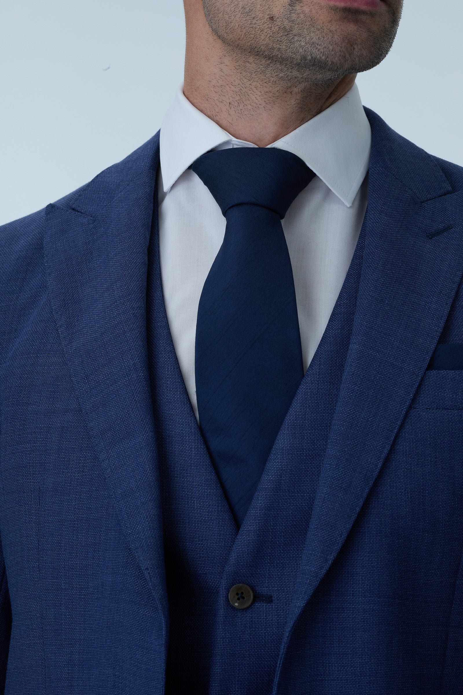 Italian Blue Slim Fit 3-Piece Suit with Waistcoat - Image 3