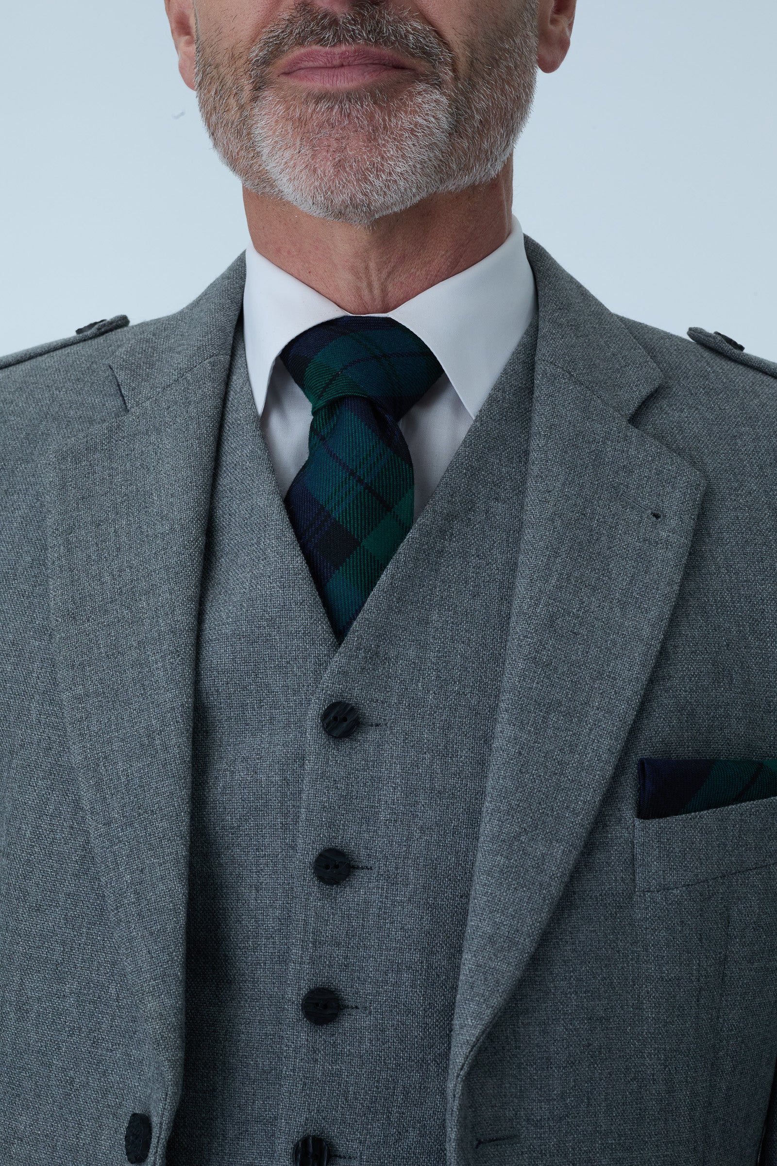 Light Grey Tweed Jacket & Black Watch Kilt Hire Package - Image 4