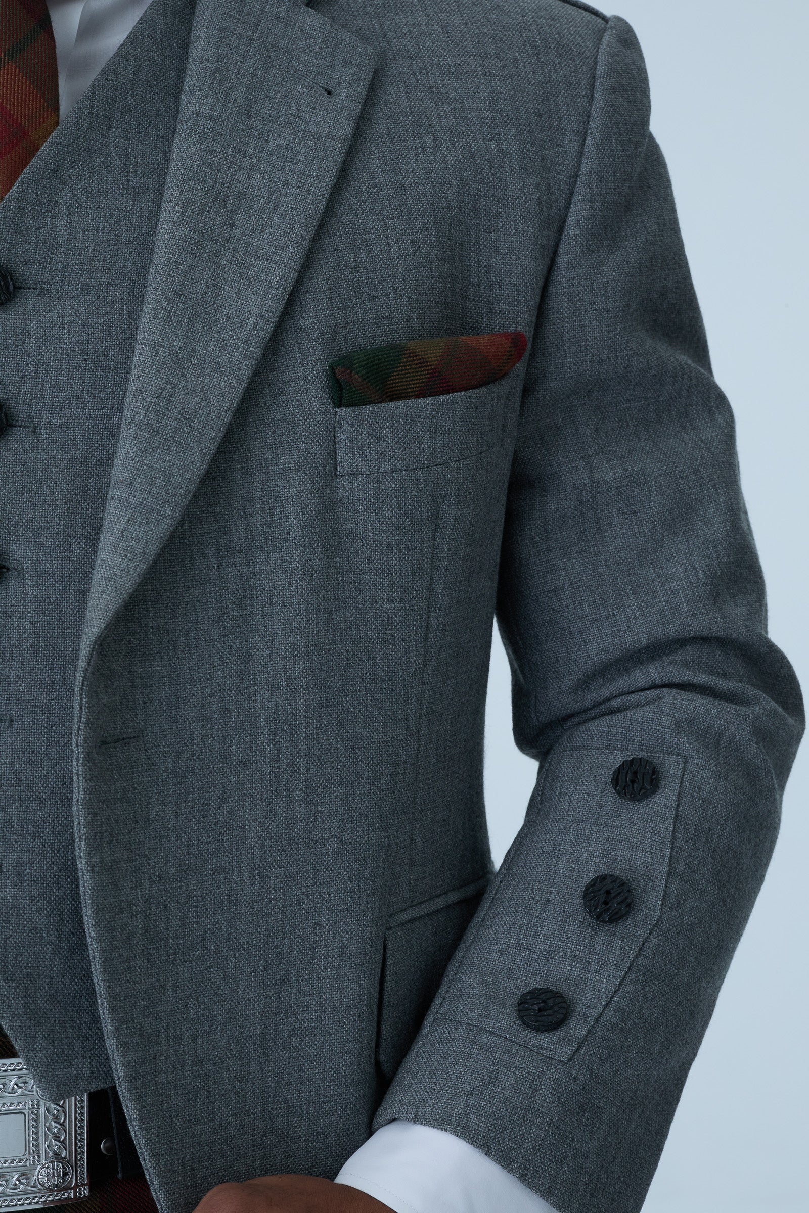 Light Grey Tweed Jacket & Copper Haze Kilt Hire Package - Image 5