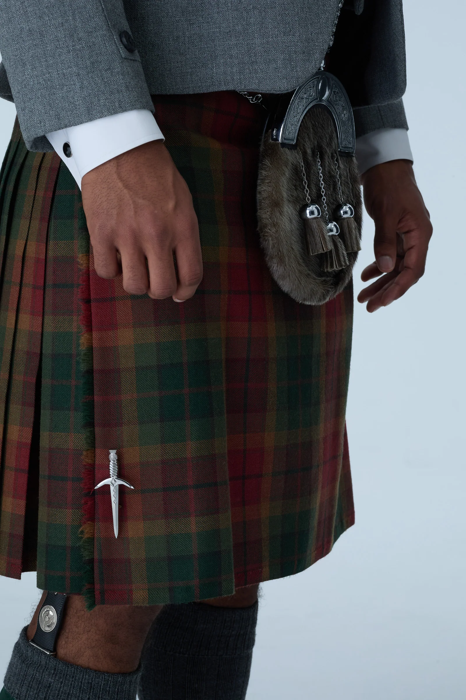 Light Grey Tweed Jacket & Copper Haze Kilt Hire Package - Image 6