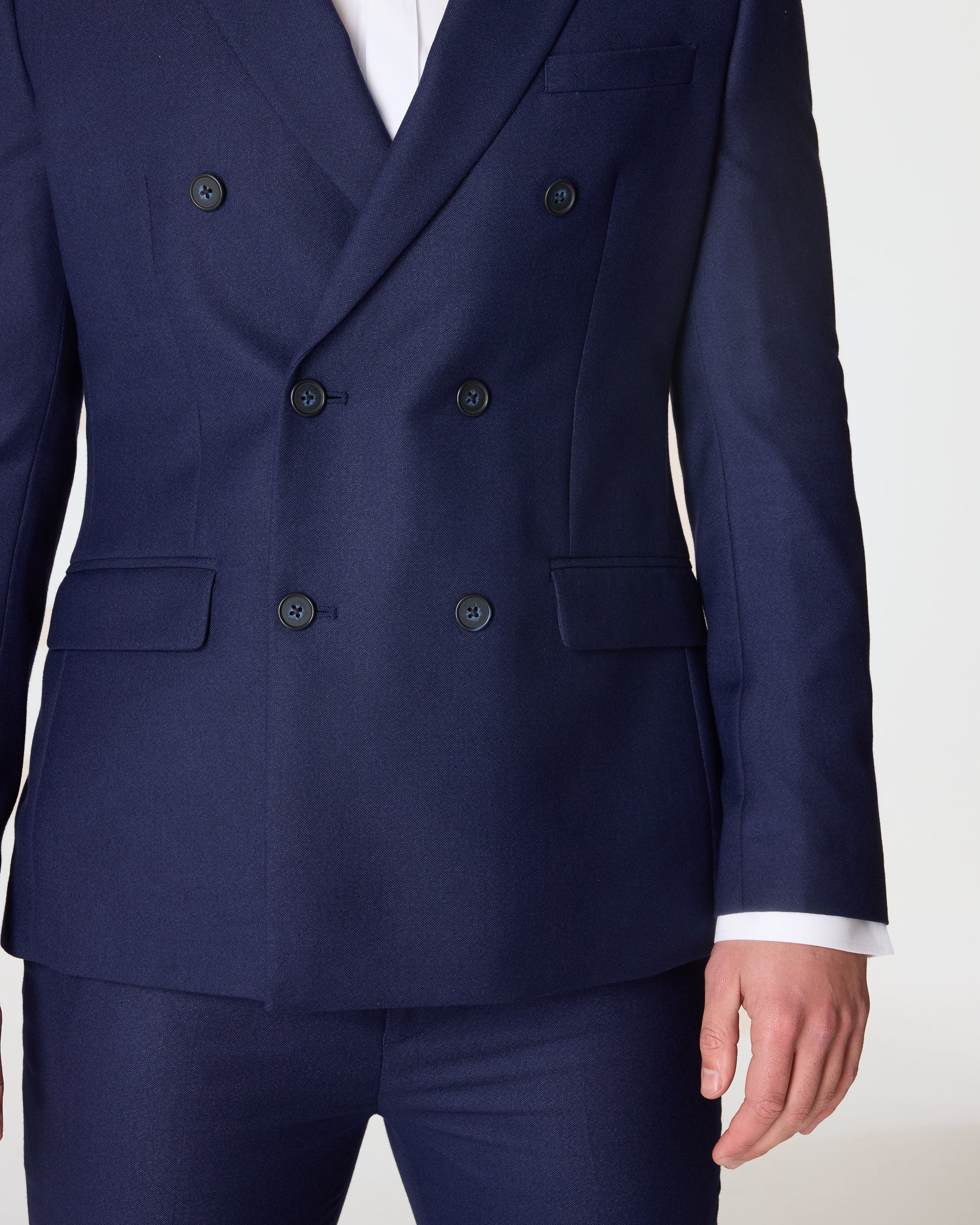 Navy Double Breasted Slim Fit Suit - Image 6