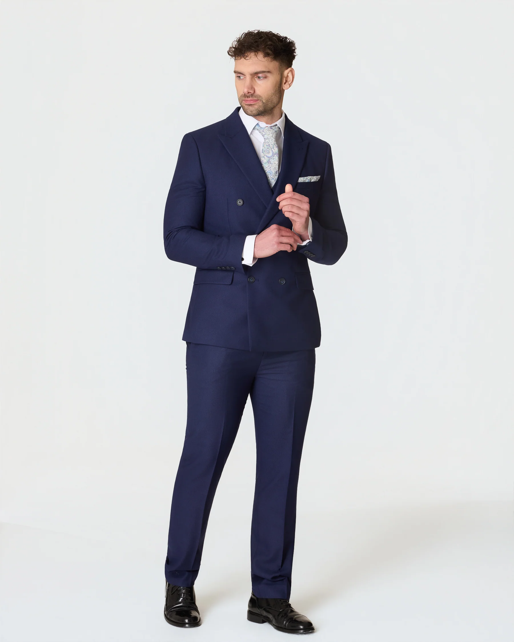 Navy Double Breasted Slim Fit Suit Hire Package - Image 2