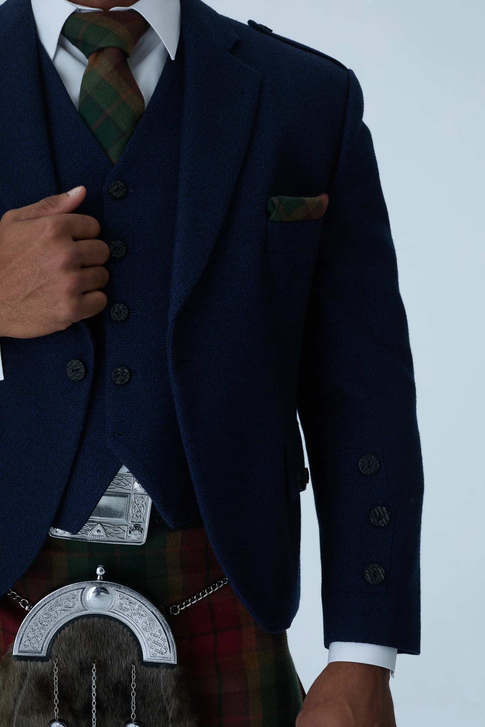 Navy Tweed Jacket & Copper Haze Kilt Hire Package - Image 5